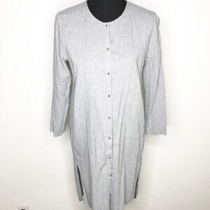 Anthropologie Holding Horses gray button front linen blend tunic top or dress 6
